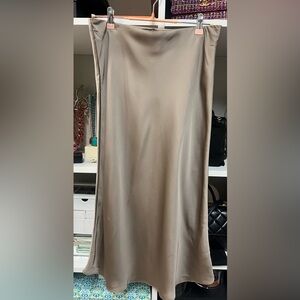 J. Crew Women's  Satin Midi Skirt in Taupe